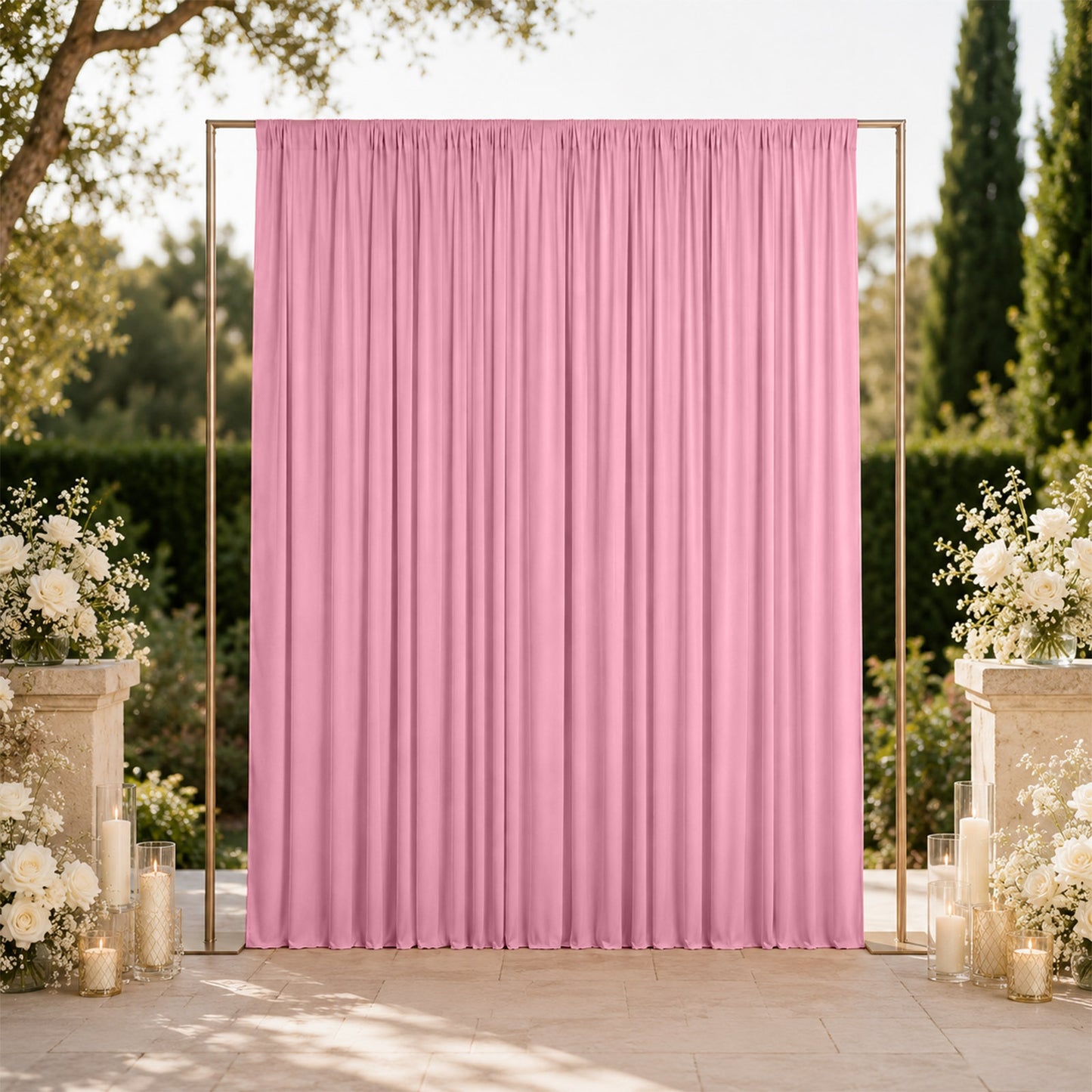 10ft x 12ft Spandex Backdrop Curtain Pink, 4-Way Stretch Wrinkle-Free Photo Booth Backdrop with Rod 