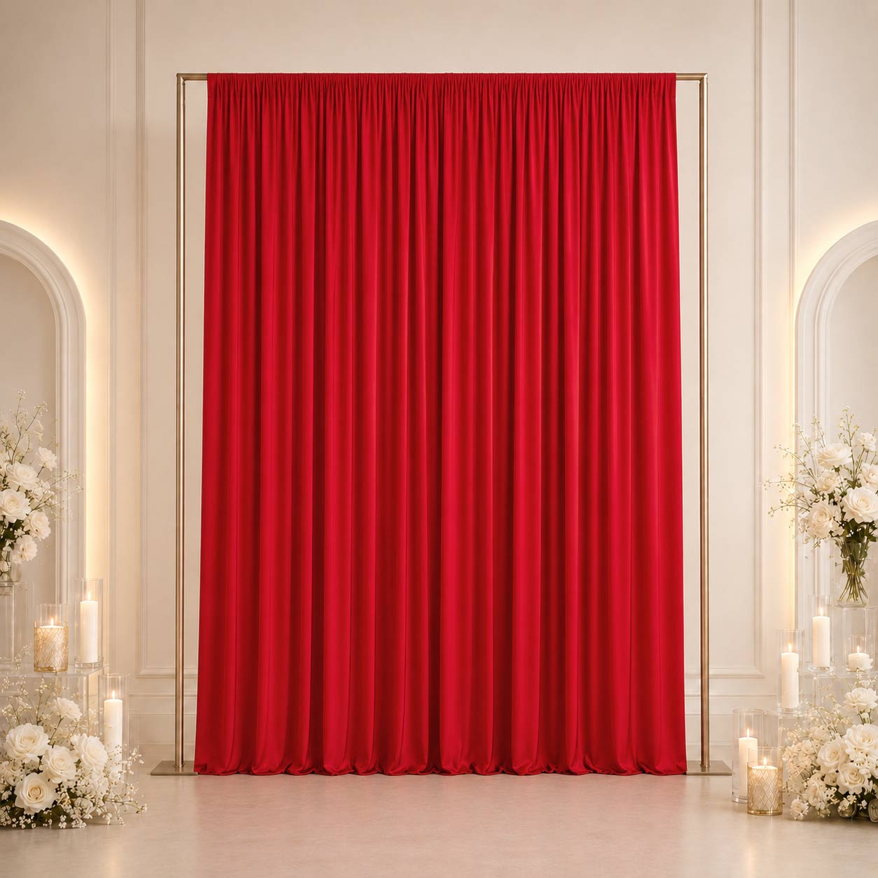 10ft x 12ft Spandex Backdrop Curtain Red, 4-Way Stretch Wrinkle-Free Photo Booth Backdrop with Rod P
