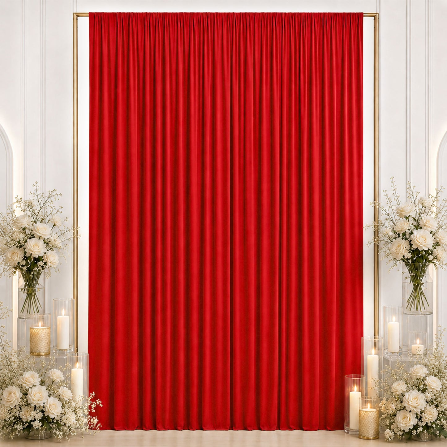 10ft x 12ft Spandex Backdrop Curtain Red, 4-Way Stretch Wrinkle-Free Photo Booth Backdrop with Rod P