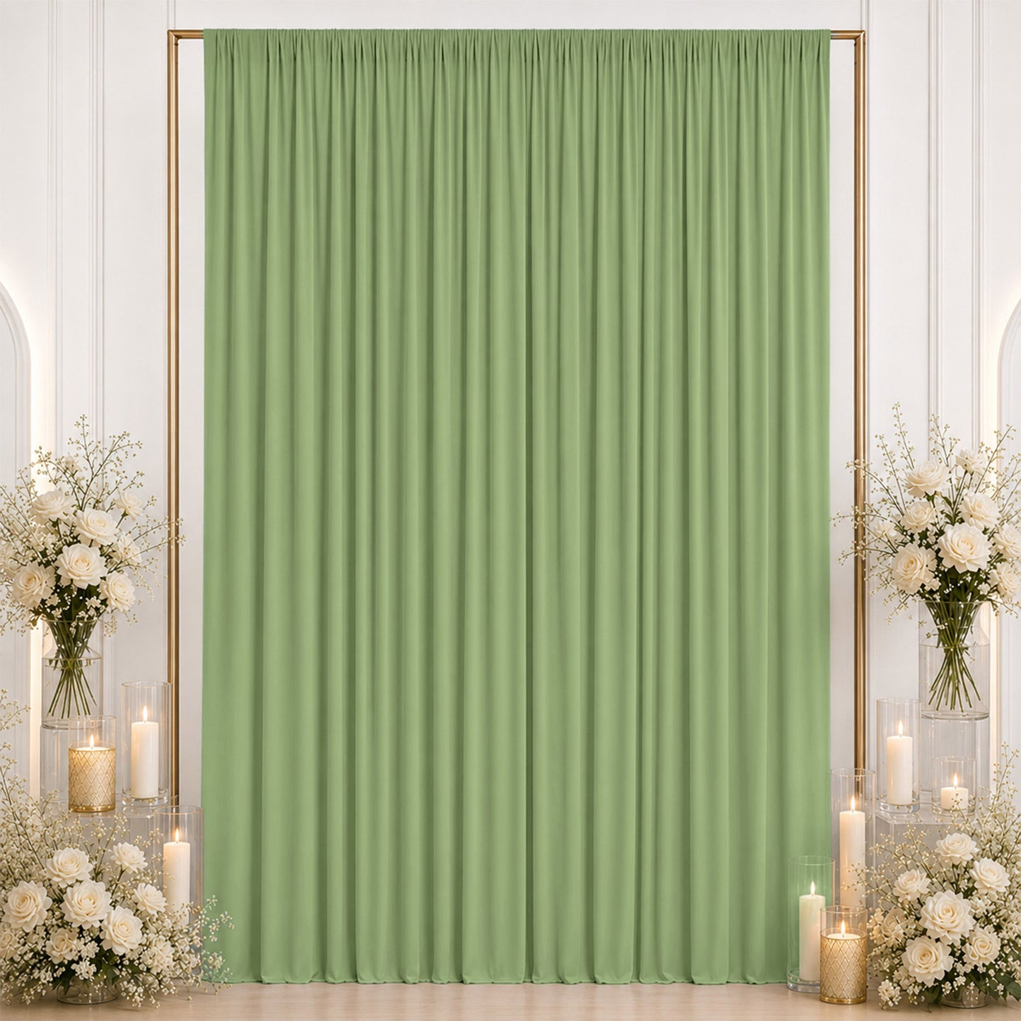 10ft x 12ft Spandex Backdrop Curtain Sage Green, 4-Way Stretch Wrinkle-Free Photo Booth Backdrop wit