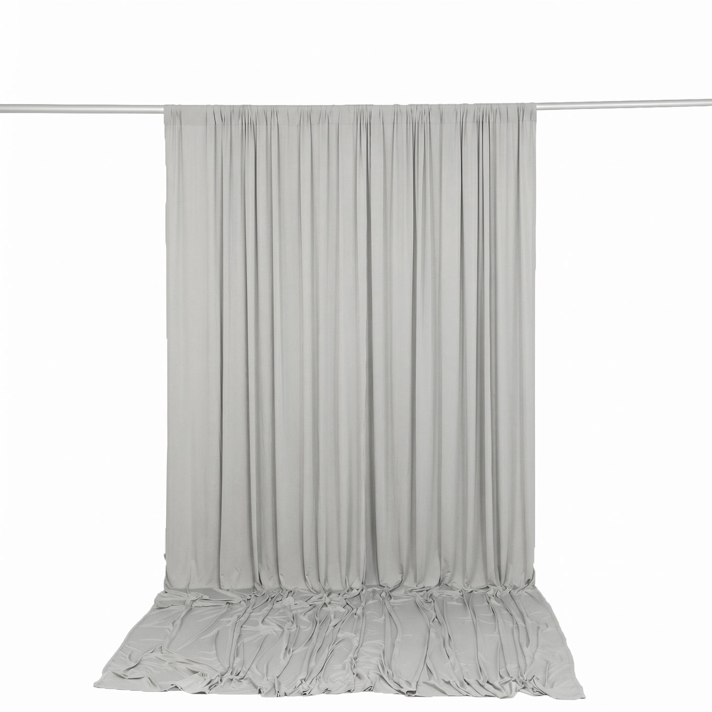 10ft x 12ft Spandex Backdrop Curtain Silver, 4-Way Stretch Wrinkle-Free Photo Booth Backdrop with Ro