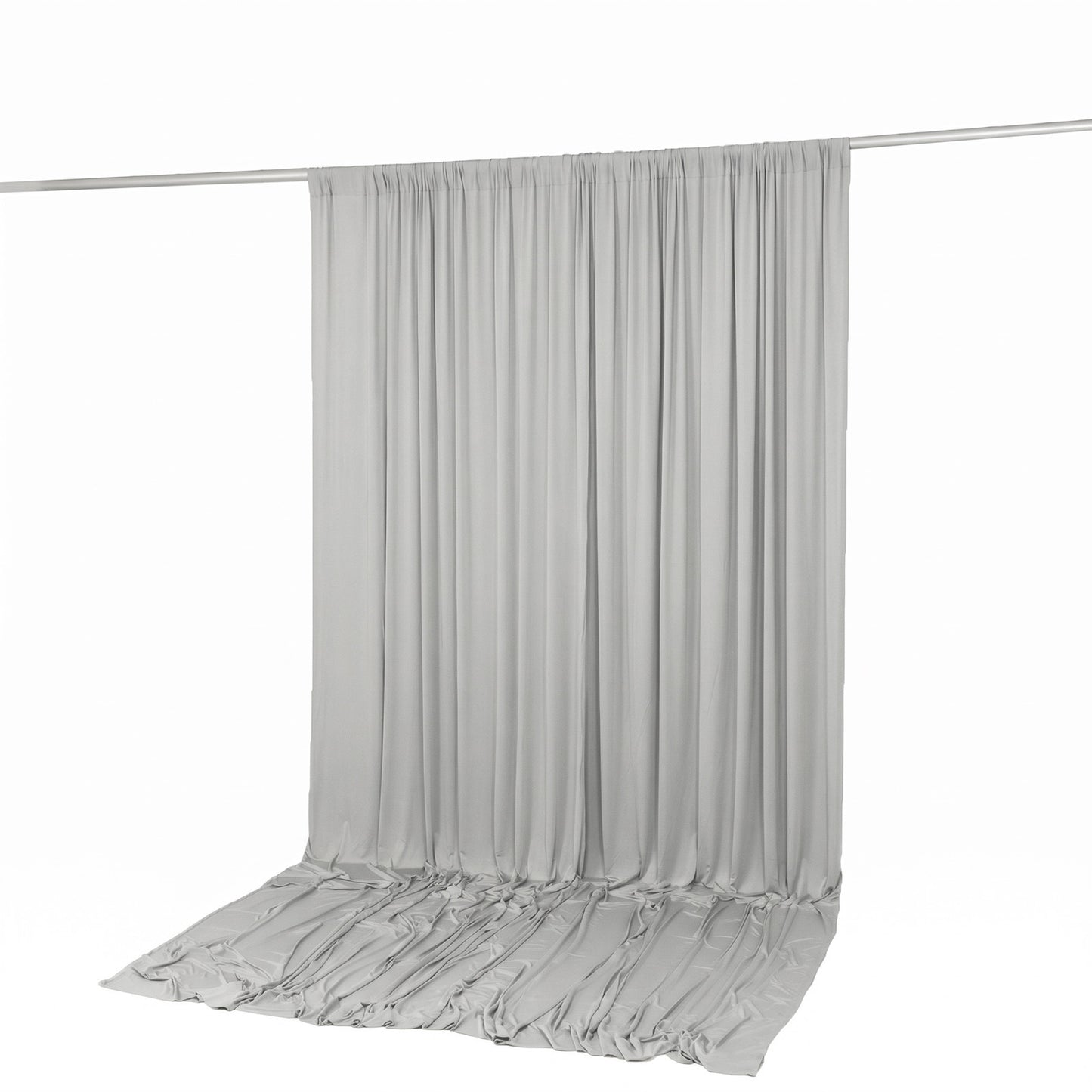 10ft x 12ft Spandex Backdrop Curtain Silver, 4-Way Stretch Wrinkle-Free Photo Booth Backdrop with Ro
