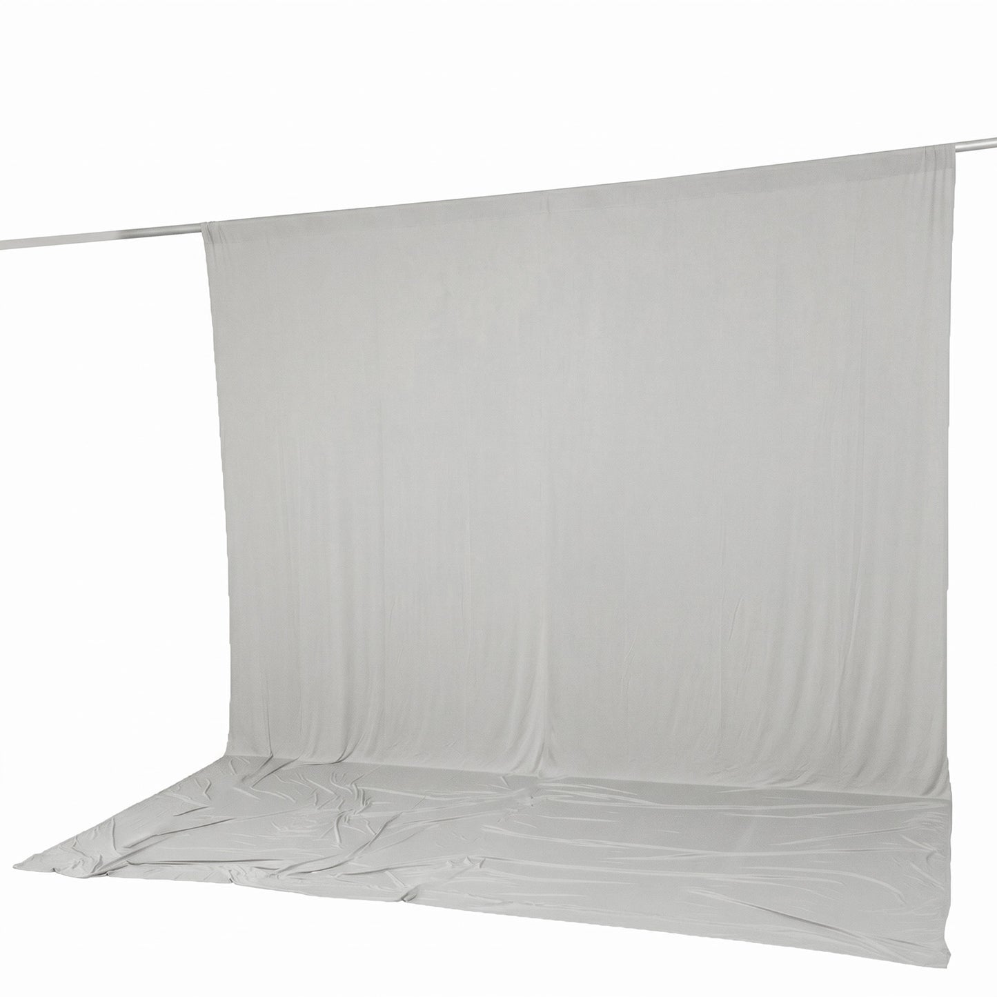 10ft x 12ft Spandex Backdrop Curtain Silver, 4-Way Stretch Wrinkle-Free Photo Booth Backdrop with Ro