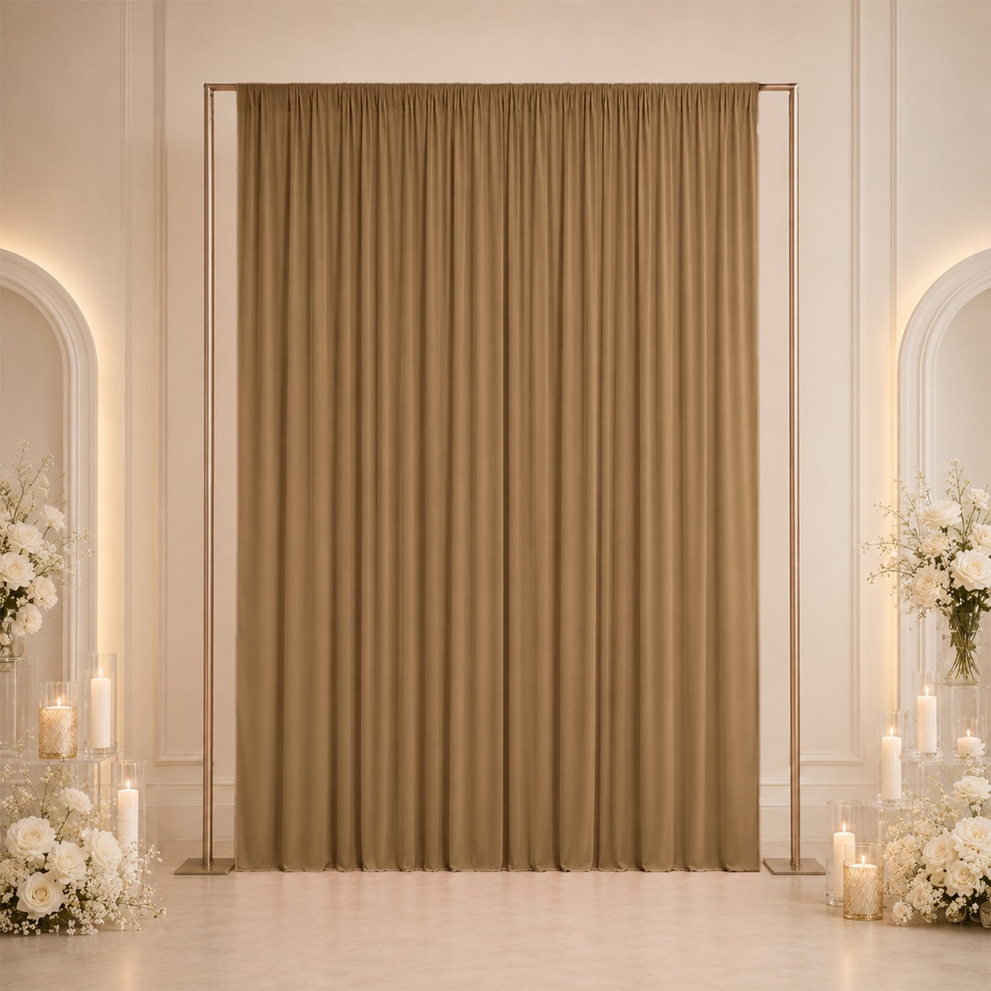 10ft x 12ft Spandex Backdrop Curtain Taupe, 4-Way Stretch Wrinkle-Free Photo Booth Backdrop with Rod