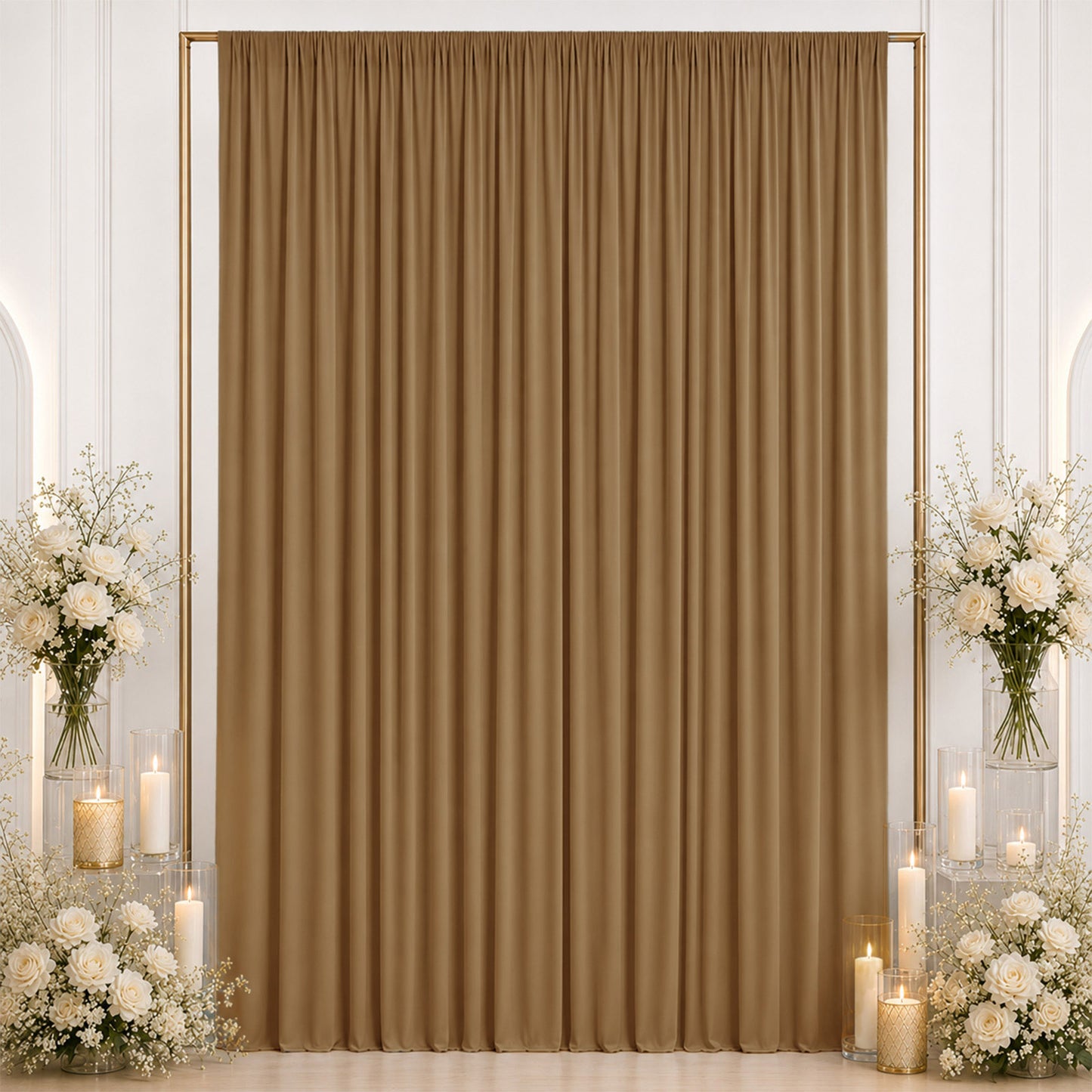 10ft x 12ft Spandex Backdrop Curtain Taupe, 4-Way Stretch Wrinkle-Free Photo Booth Backdrop with Rod