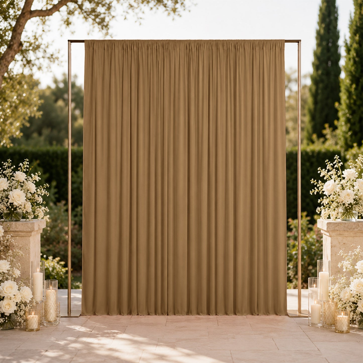 10ft x 12ft Spandex Backdrop Curtain Taupe, 4-Way Stretch Wrinkle-Free Photo Booth Backdrop with Rod