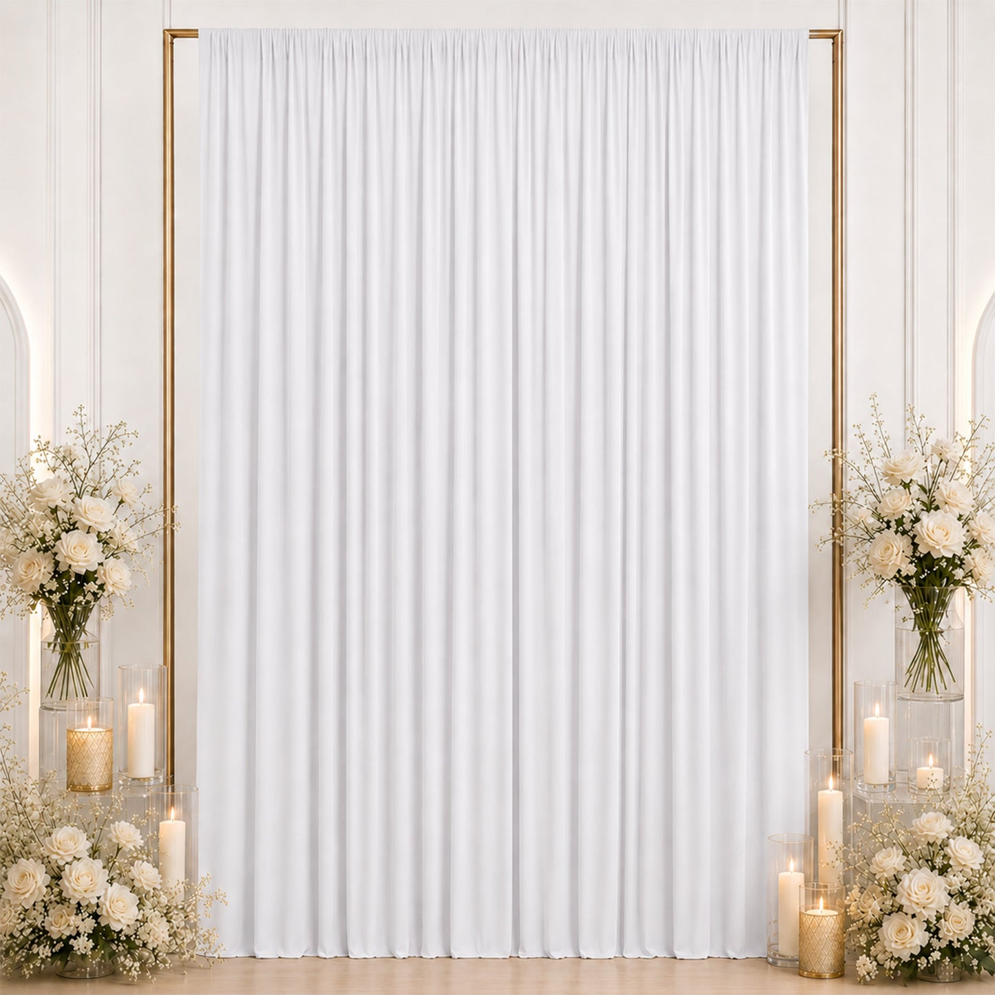 10ft x 12ft Spandex Backdrop Curtain White, 4-Way Stretch Wrinkle-Free Photo Booth Backdrop with Rod