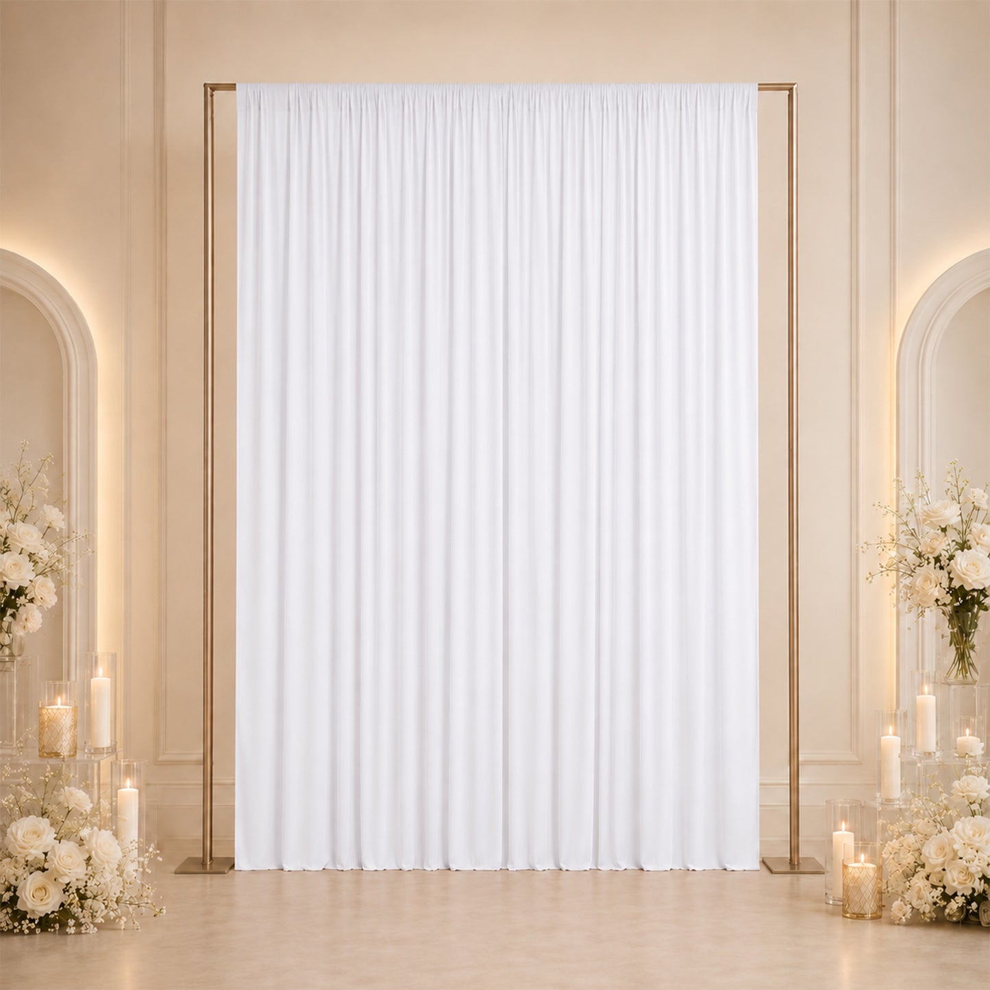 10ft x 12ft Spandex Backdrop Curtain White, 4-Way Stretch Wrinkle-Free Photo Booth Backdrop with Rod