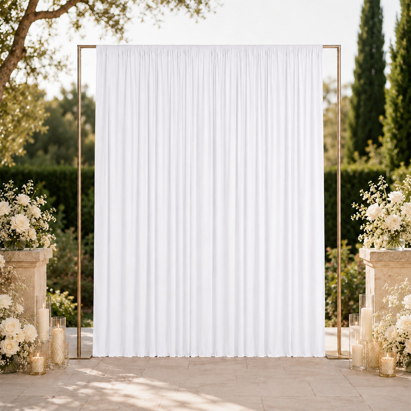 10ft x 12ft Spandex Backdrop Curtain White, 4-Way Stretch Wrinkle-Free Photo Booth Backdrop with Rod