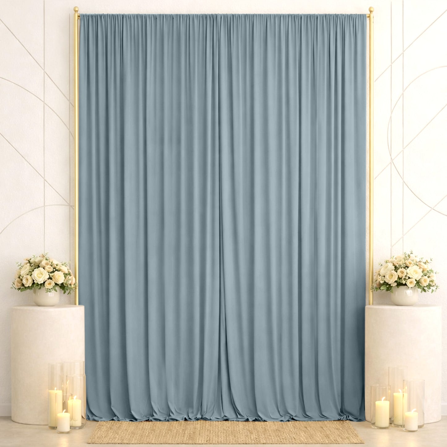 10ft x 14ft Spandex Backdrop Curtain Dusty Blue, 4-Way Stretch Wrinkle-Free Photo Booth Backdrop wit
