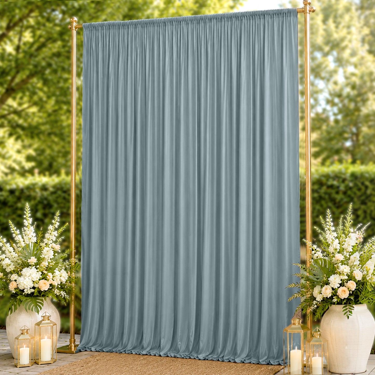 10ft x 14ft Spandex Backdrop Curtain Dusty Blue, 4-Way Stretch Wrinkle-Free Photo Booth Backdrop wit