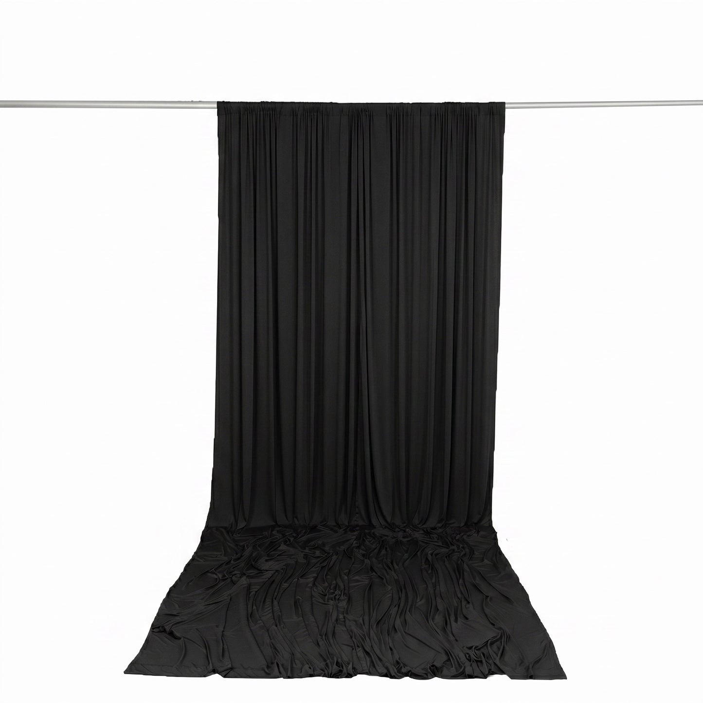 10ft x 14ft Spandex Backdrop Curtain Black, 4-Way Stretch Wrinkle-Free Photo Booth Backdrop with Rod