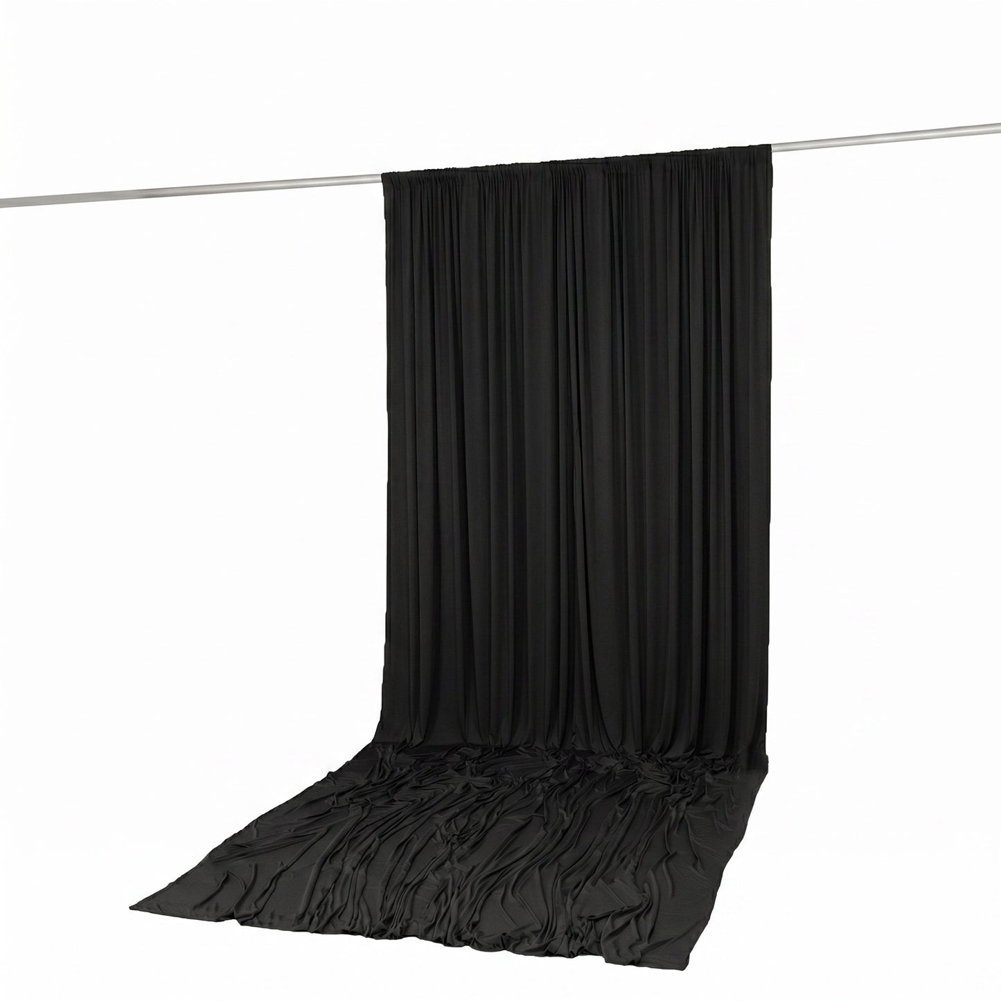 10ft x 14ft Spandex Backdrop Curtain Black, 4-Way Stretch Wrinkle-Free Photo Booth Backdrop with Rod