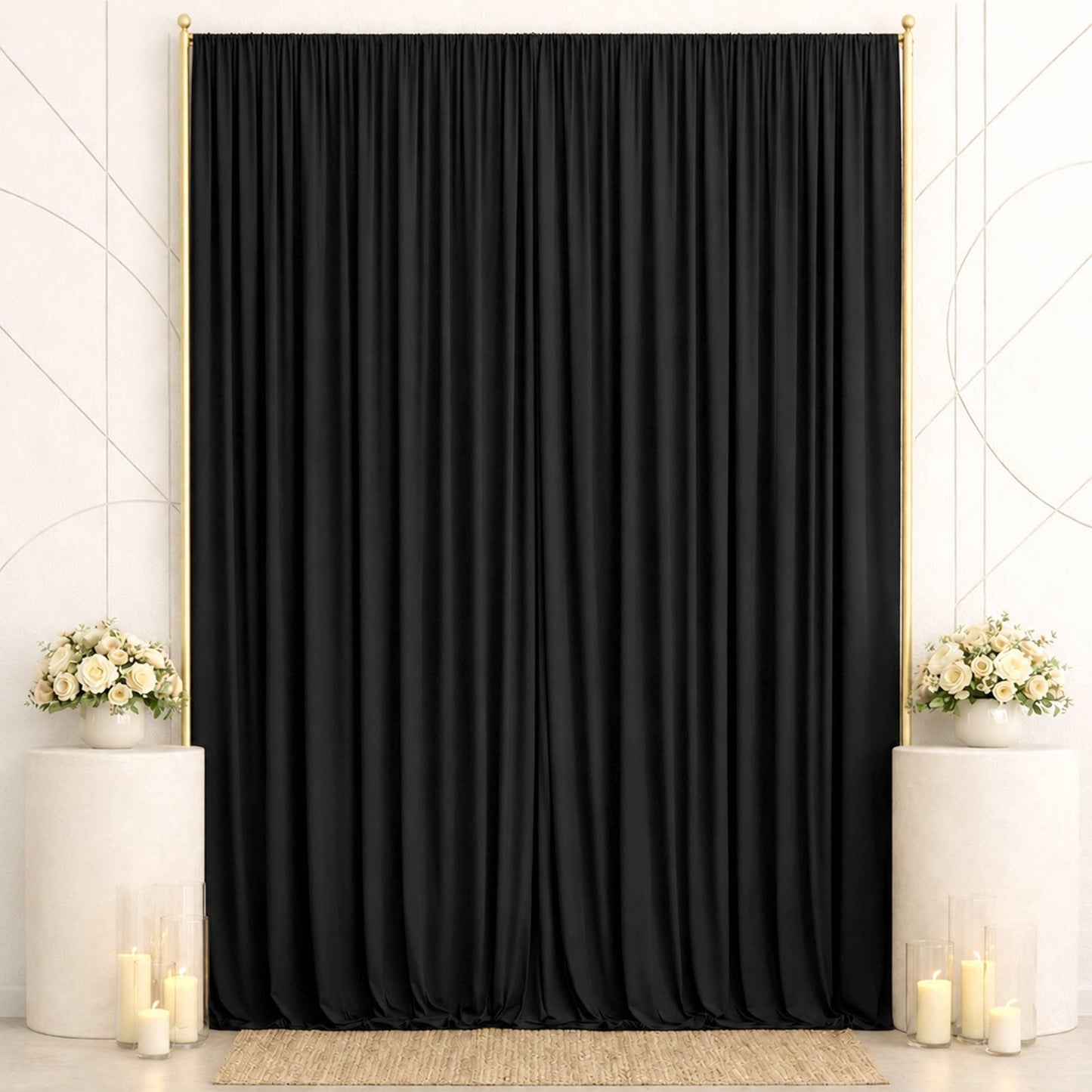 10ft x 14ft Spandex Backdrop Curtain Black, 4-Way Stretch Wrinkle-Free Photo Booth Backdrop with Rod