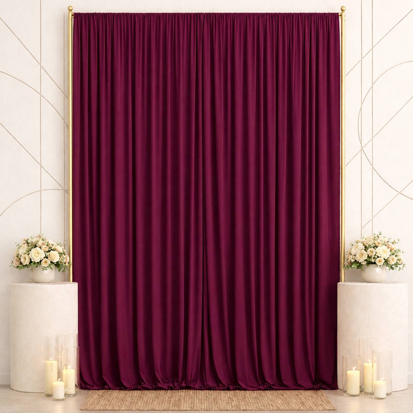 10ft x 14ft Spandex Backdrop Curtain Burgundy, 4-Way Stretch Wrinkle-Free Photo Booth Backdrop with 