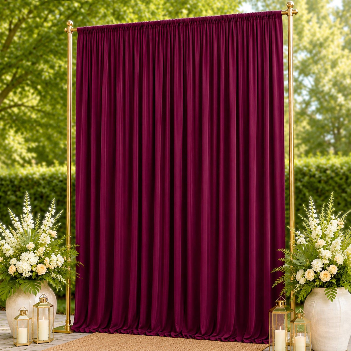 10ft x 14ft Spandex Backdrop Curtain Burgundy, 4-Way Stretch Wrinkle-Free Photo Booth Backdrop with 