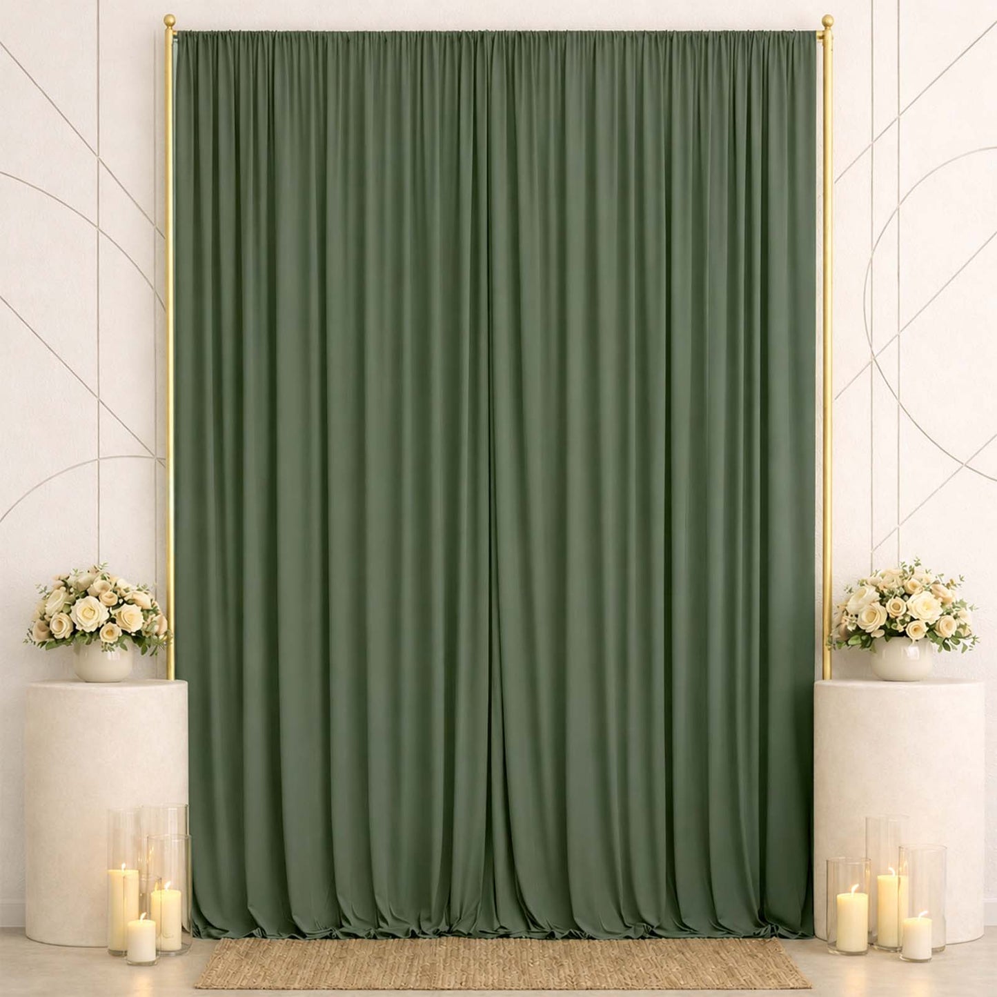 10ft x 14ft Spandex Backdrop Curtain Dusty Sage Green, 4-Way Stretch Wrinkle-Free Photo Booth Backdr