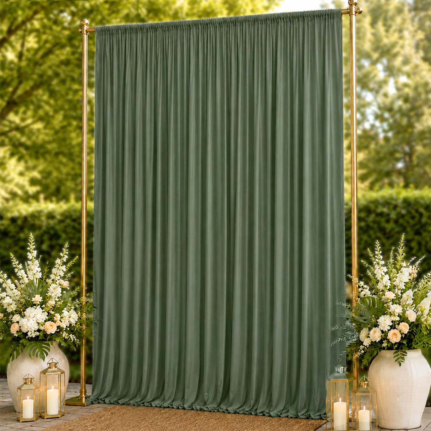 10ft x 14ft Spandex Backdrop Curtain Dusty Sage Green, 4-Way Stretch Wrinkle-Free Photo Booth Backdr