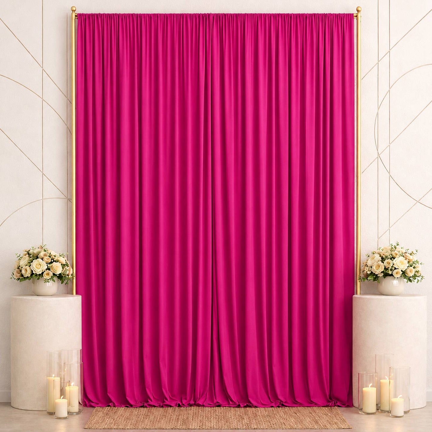 10ft x 14ft Spandex Backdrop Curtain Fuchsia, 4-Way Stretch Wrinkle-Free Photo Booth Backdrop with R