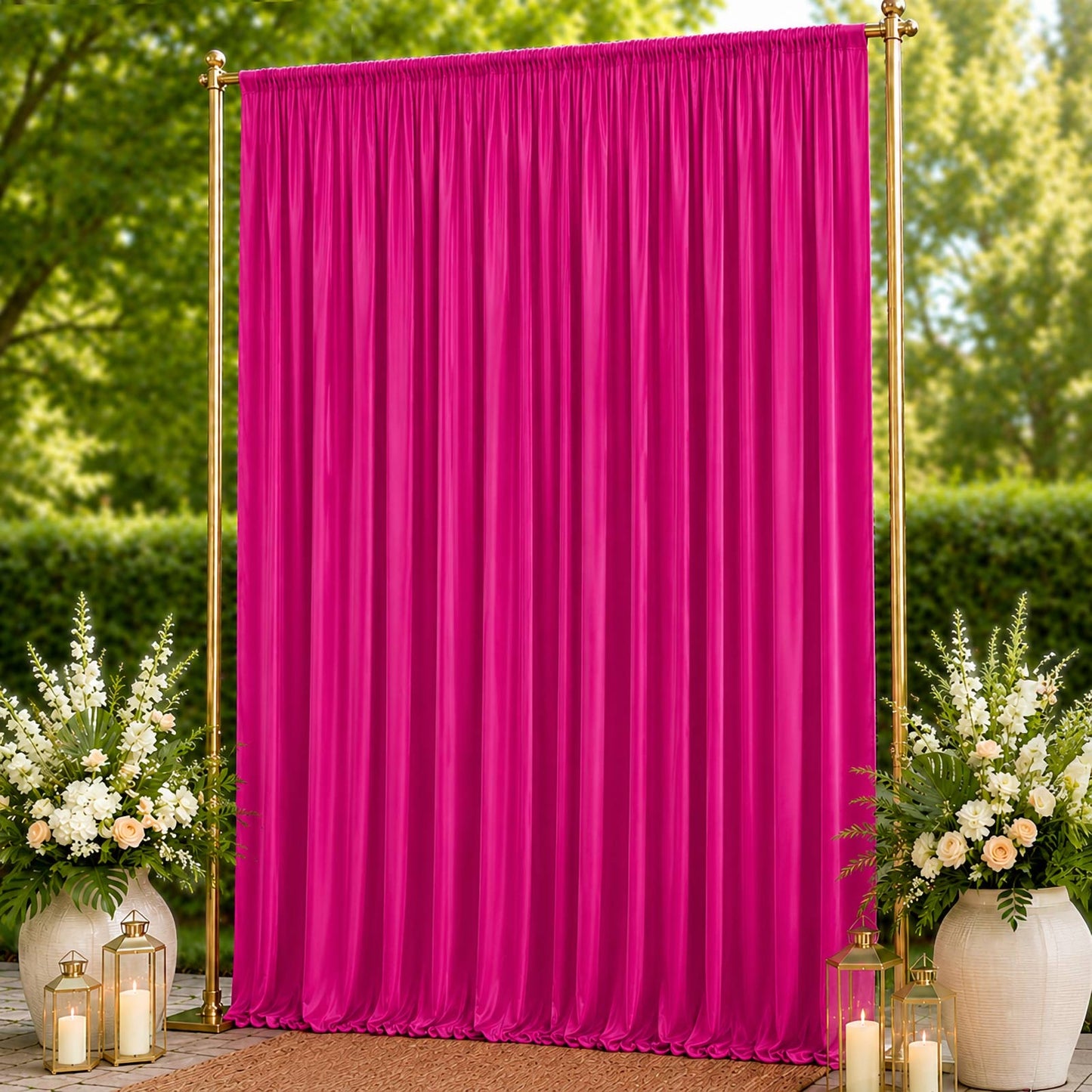 10ft x 14ft Spandex Backdrop Curtain Fuchsia, 4-Way Stretch Wrinkle-Free Photo Booth Backdrop with R