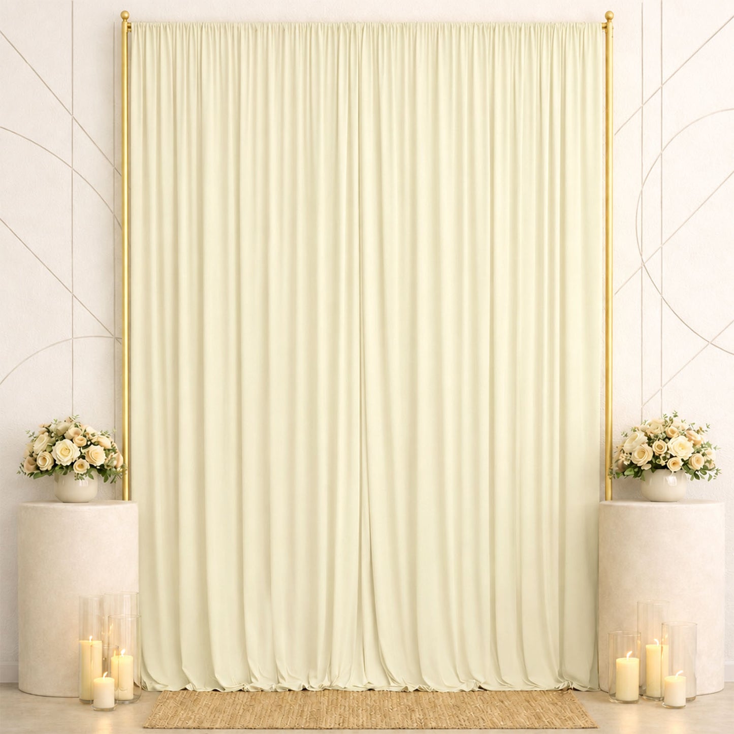 10ft x 14ft Spandex Backdrop Curtain Ivory, 4-Way Stretch Wrinkle-Free Photo Booth Backdrop with Rod
