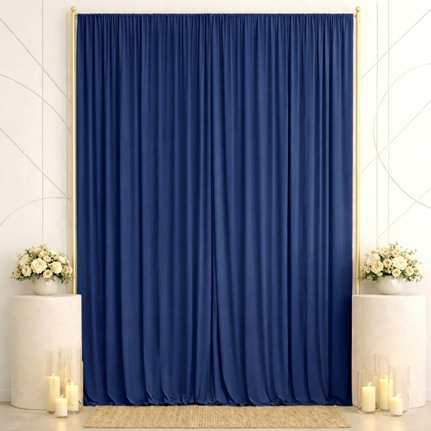 10ft x 14ft Spandex Backdrop Curtain Navy Blue, 4-Way Stretch Wrinkle-Free Photo Booth Backdrop with