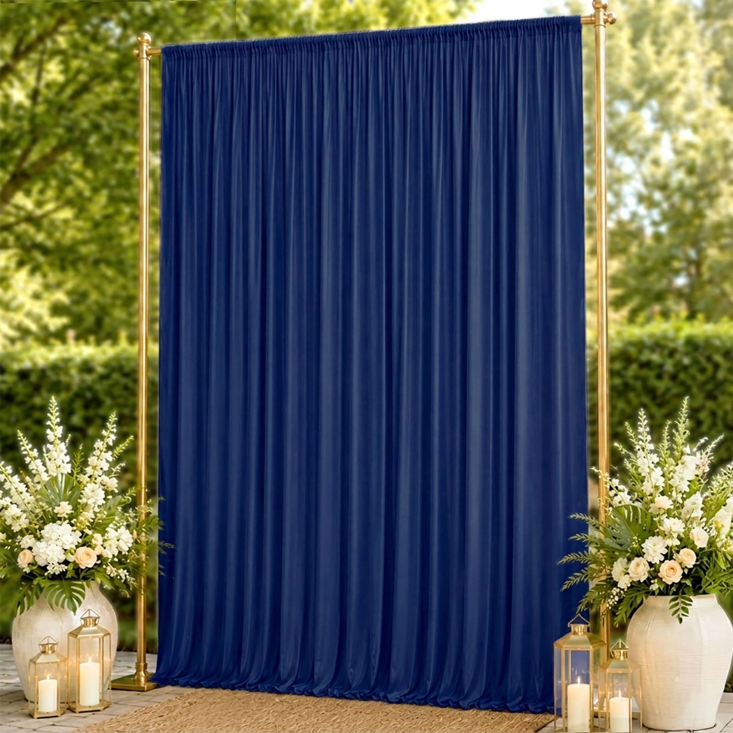 10ft x 14ft Spandex Backdrop Curtain Navy Blue, 4-Way Stretch Wrinkle-Free Photo Booth Backdrop with
