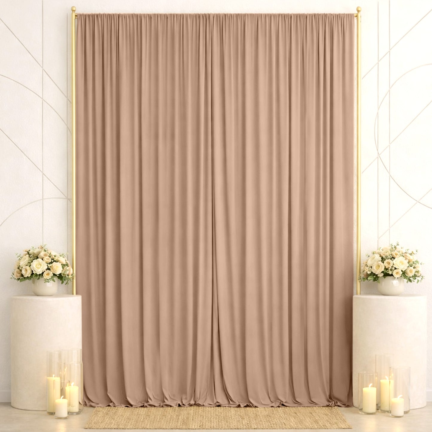 10ft x 14ft Spandex Backdrop Curtain Nude, 4-Way Stretch Wrinkle-Free Photo Booth Backdrop with Rod 