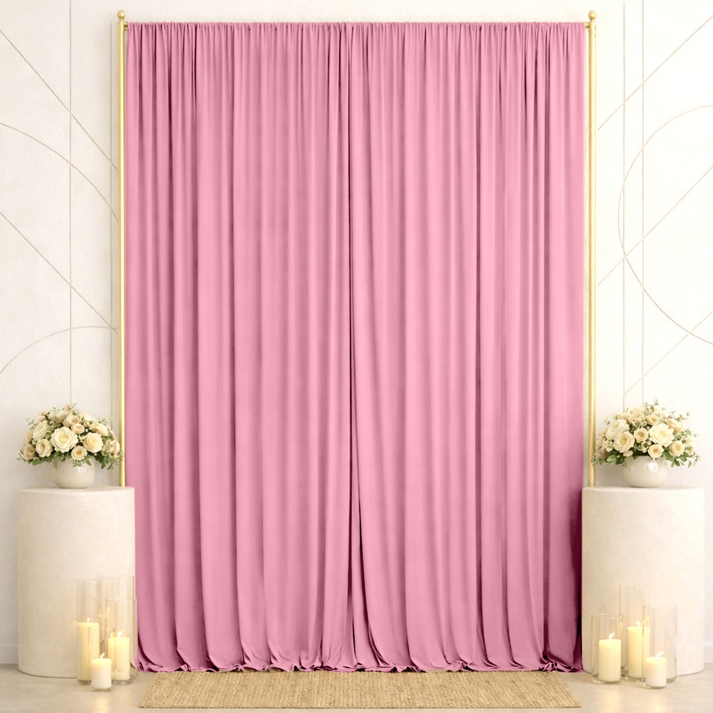 10ft x 14ft Spandex Backdrop Curtain Pink, 4-Way Stretch Wrinkle-Free Photo Booth Backdrop with Rod 