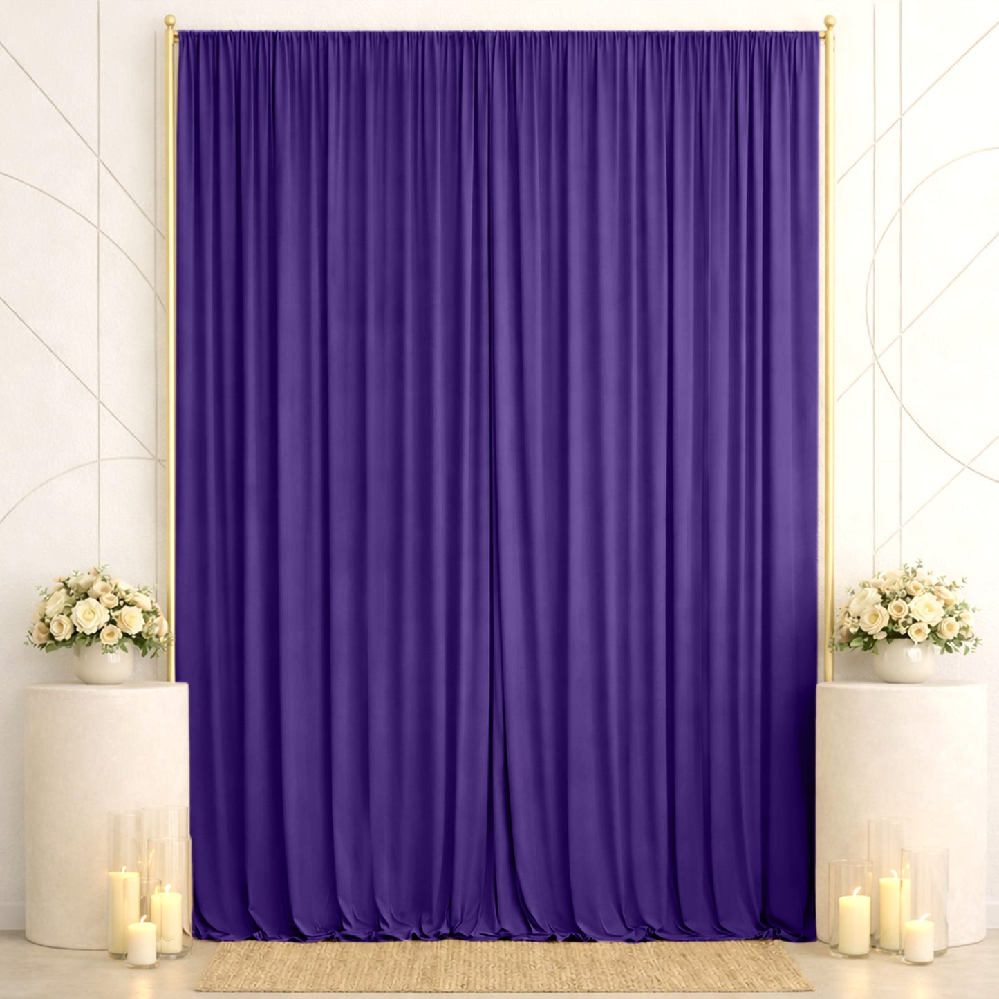10ft x 14ft Spandex Backdrop Curtain Purple, 4-Way Stretch Wrinkle-Free Photo Booth Backdrop with Ro