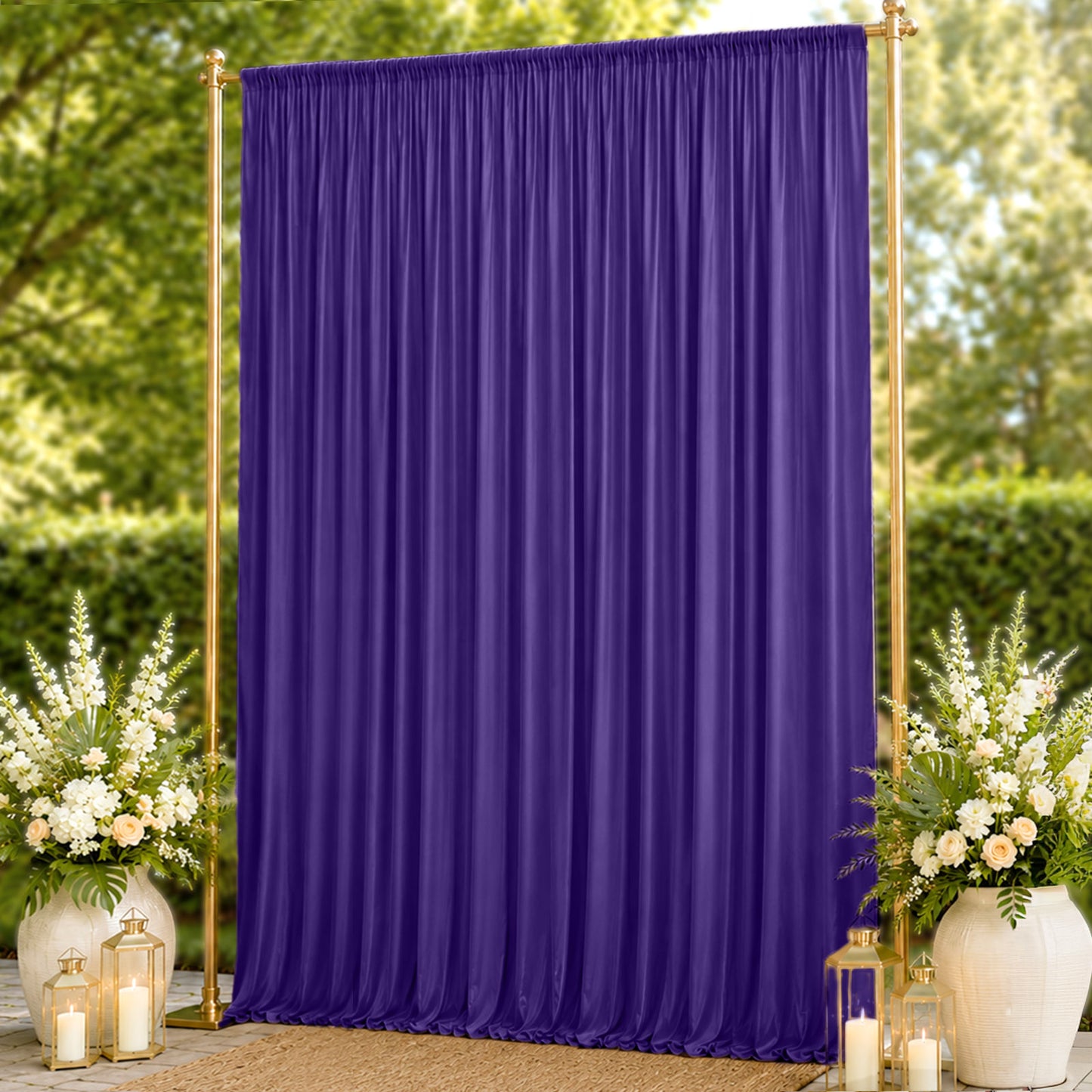 10ft x 14ft Spandex Backdrop Curtain Purple, 4-Way Stretch Wrinkle-Free Photo Booth Backdrop with Ro