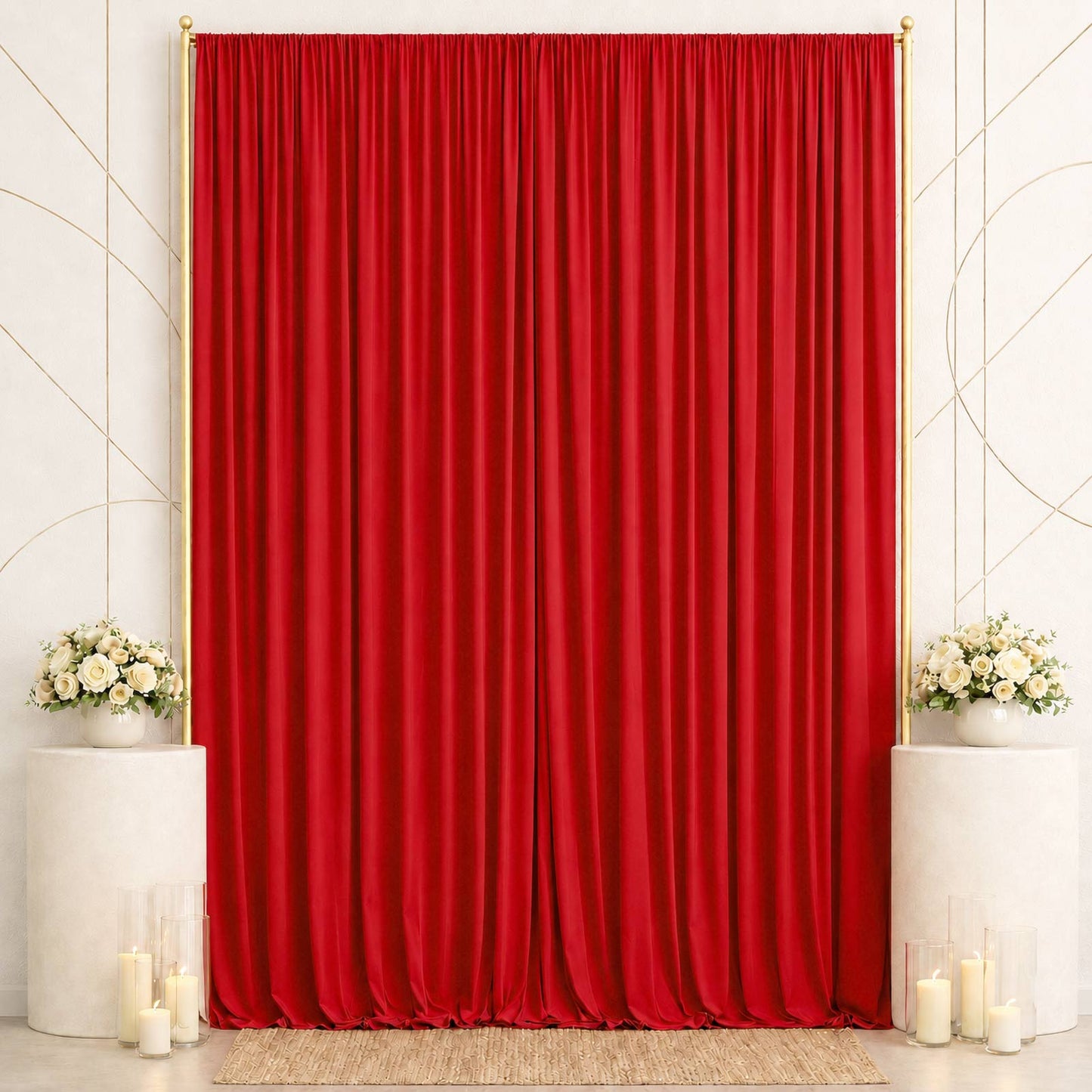 10ft x 14ft Spandex Backdrop Curtain Red, 4-Way Stretch Wrinkle-Free Photo Booth Backdrop with Rod P