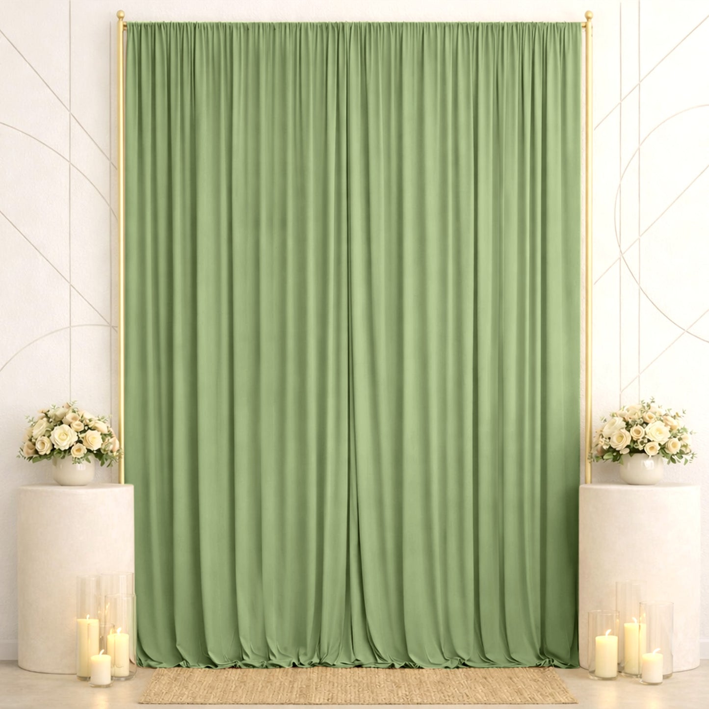 10ft x 14ft Spandex Backdrop Curtain Sage Green, 4-Way Stretch Wrinkle-Free Photo Booth Backdrop wit