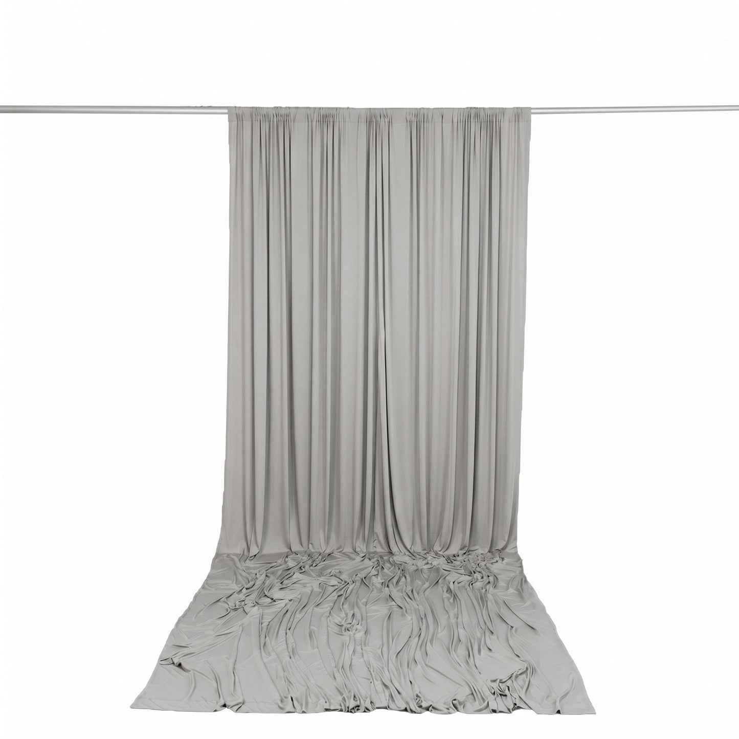 10ft x 14ft Spandex Backdrop Curtain Silver, 4-Way Stretch Wrinkle-Free Photo Booth Backdrop with Ro