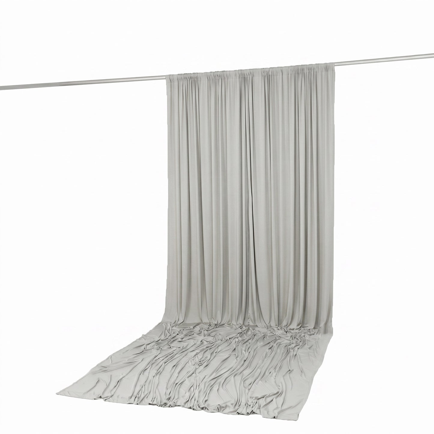 10ft x 14ft Spandex Backdrop Curtain Silver, 4-Way Stretch Wrinkle-Free Photo Booth Backdrop with Ro