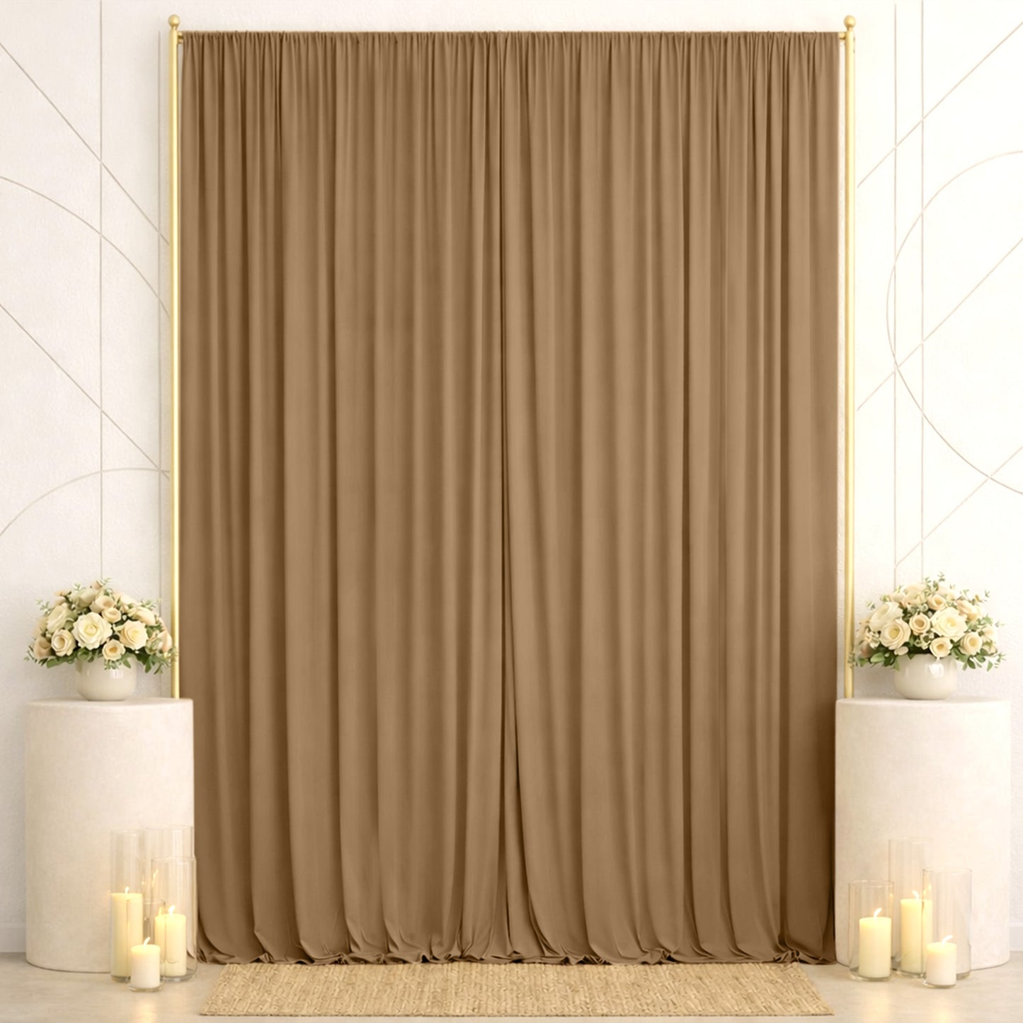 10ft x 14ft Spandex Backdrop Curtain Taupe, 4-Way Stretch Wrinkle-Free Photo Booth Backdrop with Rod