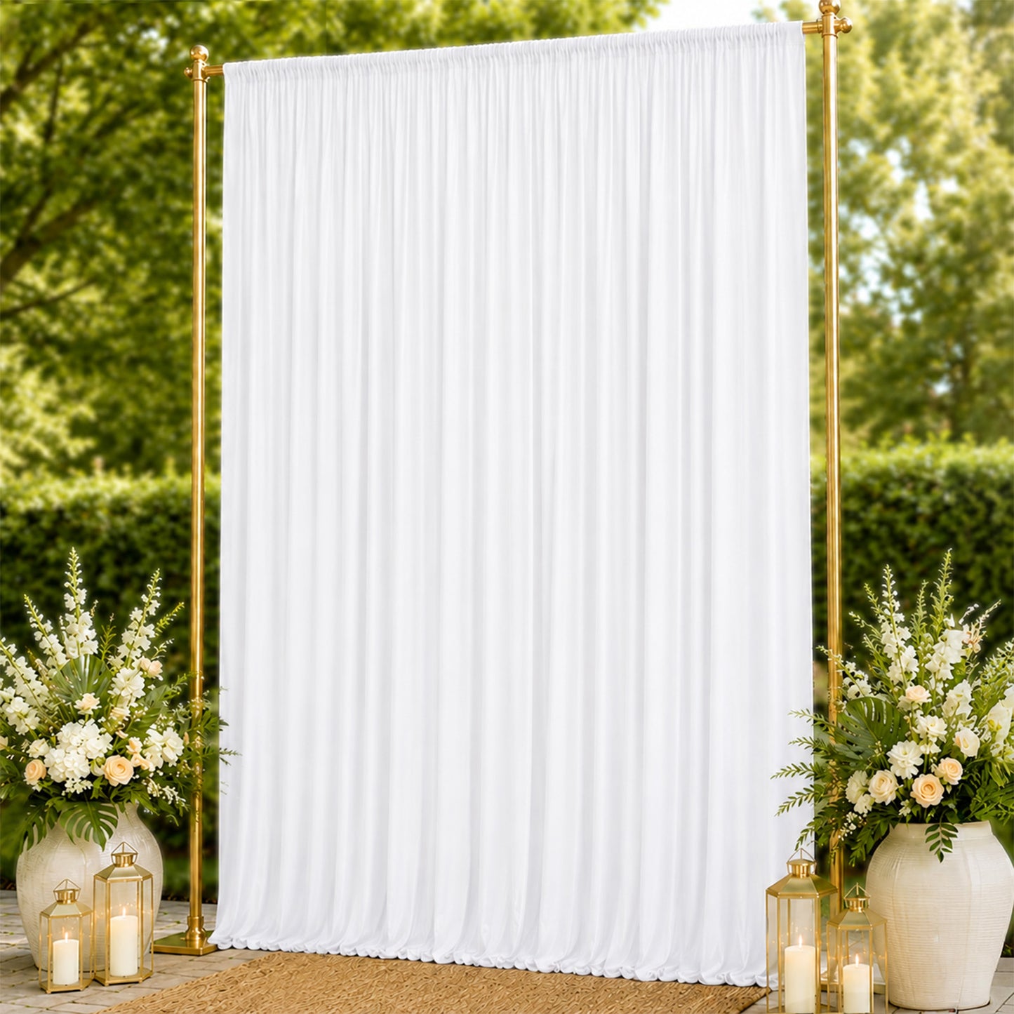 10ft x 14ft Spandex Backdrop Curtain White, 4-Way Stretch Wrinkle-Free Photo Booth Backdrop with Rod