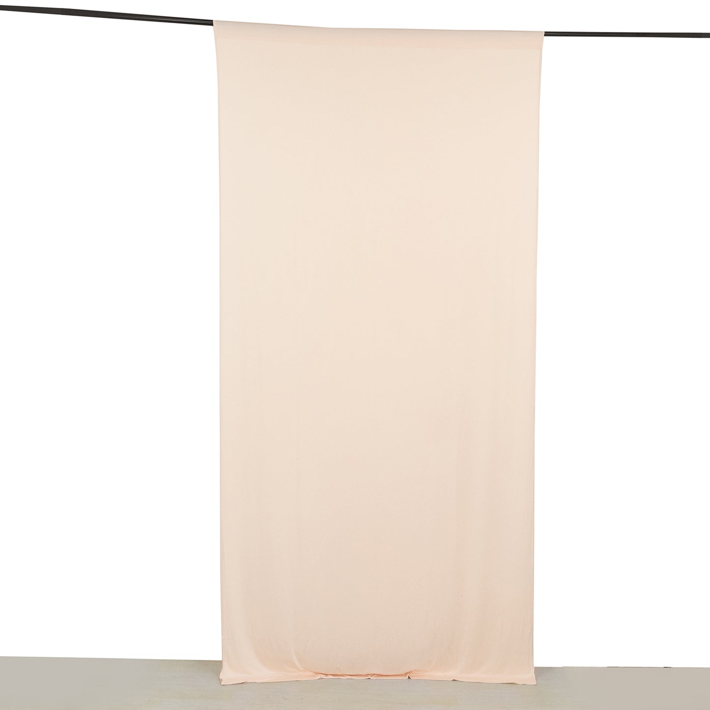 Blush 4-way stretch spandex event curtain drape, wrinkle-free backdrop panel.