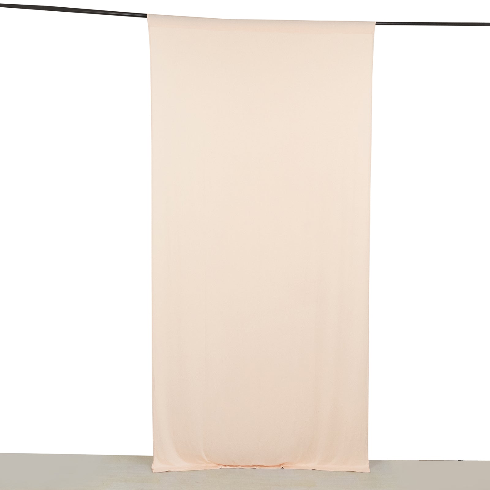 Blush 4-way stretch spandex event curtain drape, wrinkle-free backdrop panel.