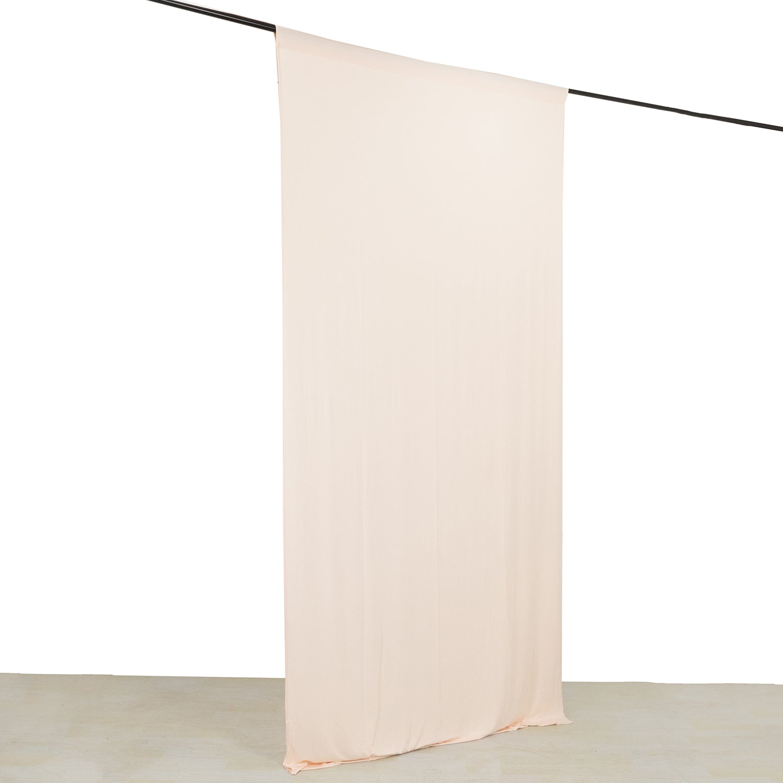 Blush 4-way stretch spandex curtain drape, wrinkle-free backdrop panel.