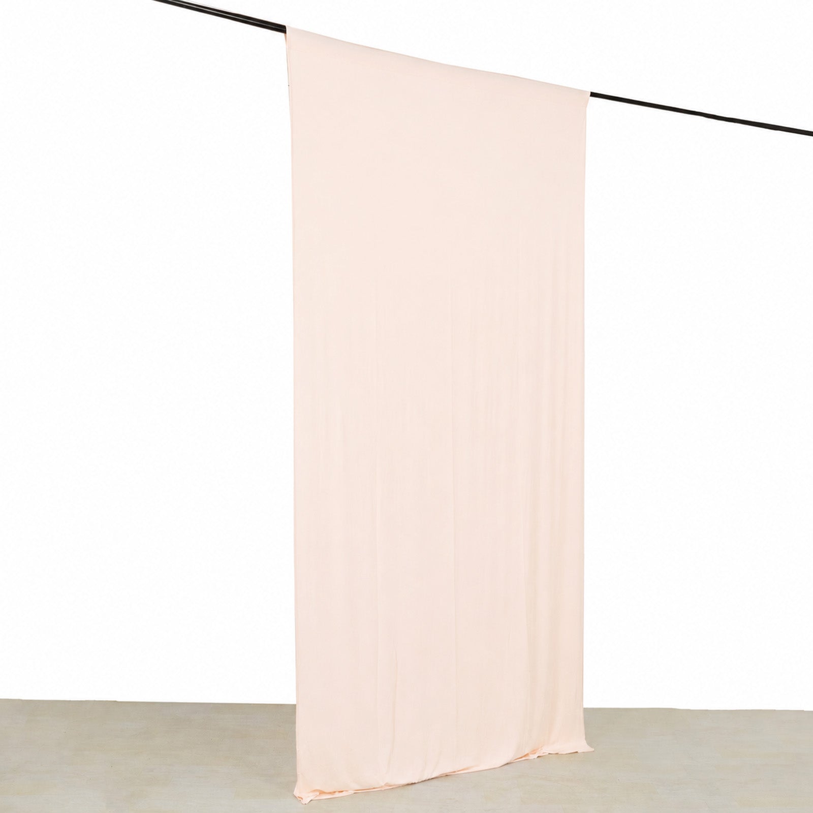 Blush 4-way stretch spandex curtain drape, wrinkle-free backdrop panel.