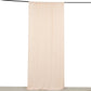 Blush 4-way stretch spandex event curtain drapes hanging on a rod.
