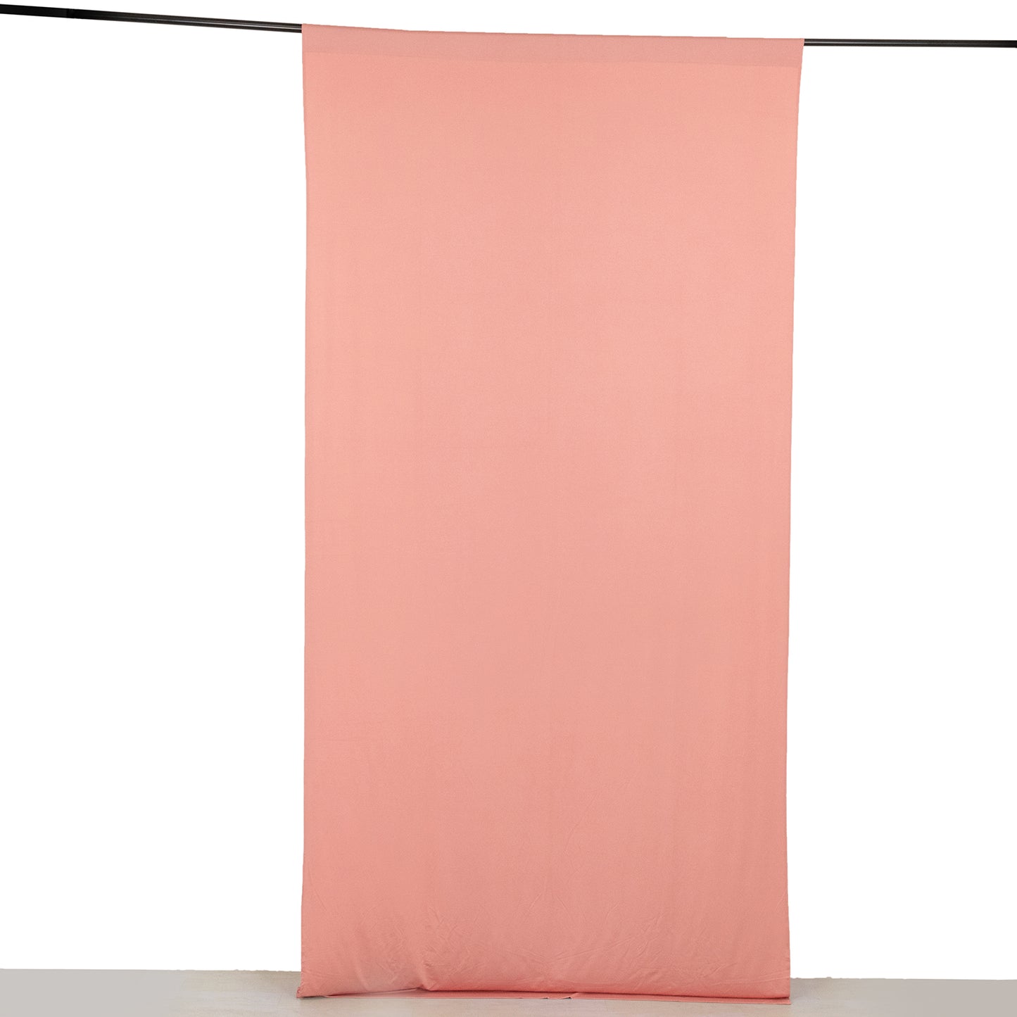 Dusty rose 4-way stretch spandex event curtain drapes, wrinkle-free backdrop panel.