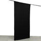 Black 4-way stretch spandex event curtain drapes, wrinkle-free backdrop panel.