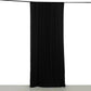 Black 4-way stretch spandex event curtain drapes, wrinkle-free backdrop panel.