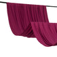 Burgundy 4-way stretch spandex event curtain drapes hanging on a rod.