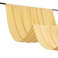 Champagne 4-way stretch spandex event curtain drapes, wrinkle-free backdrop.