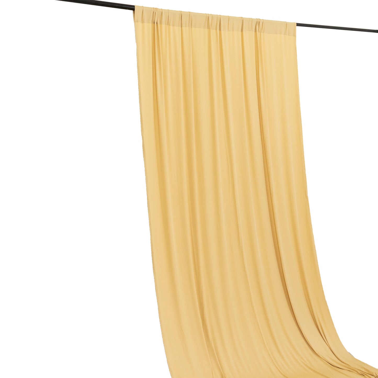 Champagne 4-way stretch spandex event curtain drape, wrinkle-free backdrop panel.