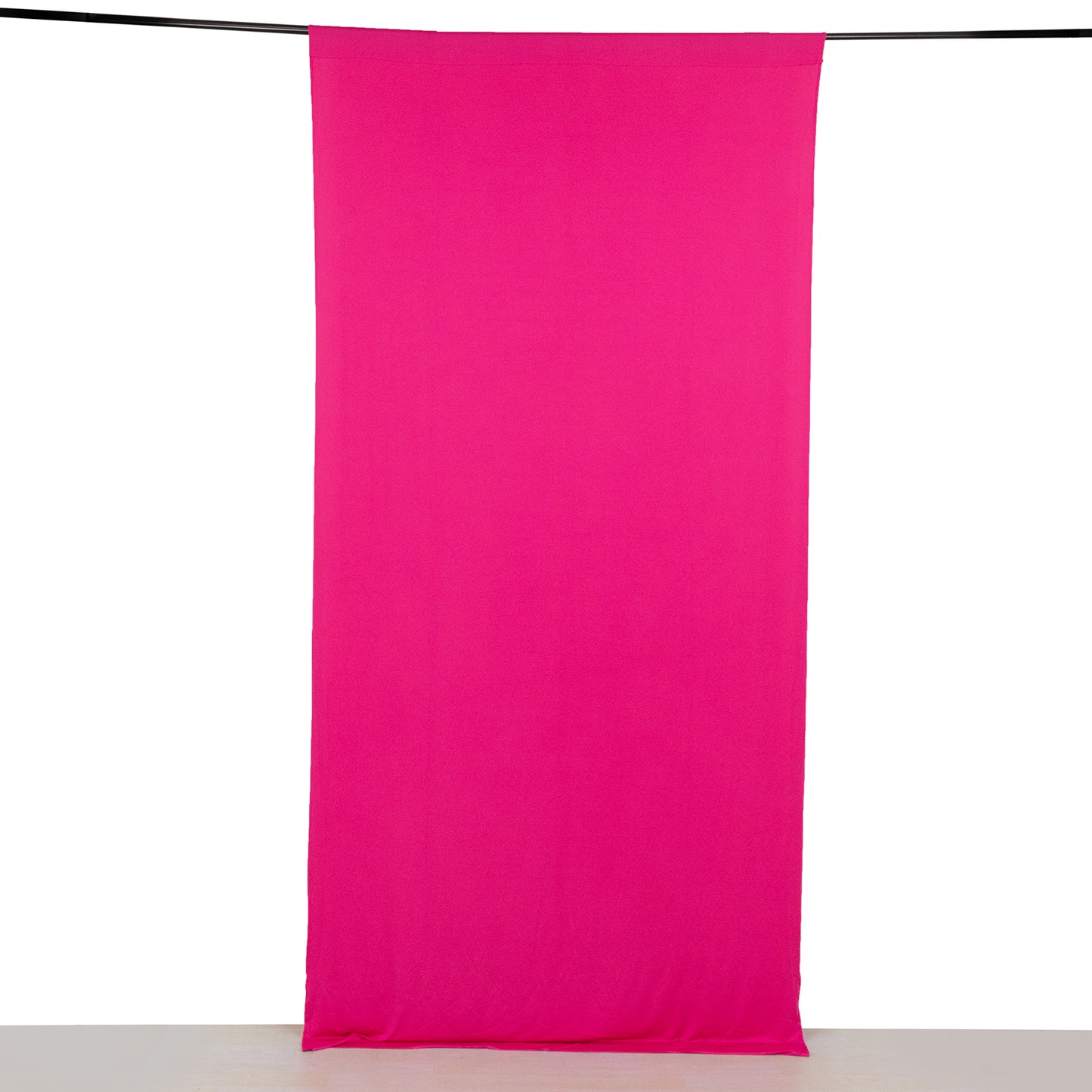 Fuchsia 4-way stretch spandex event curtain drape, wrinkle-free backdrop.