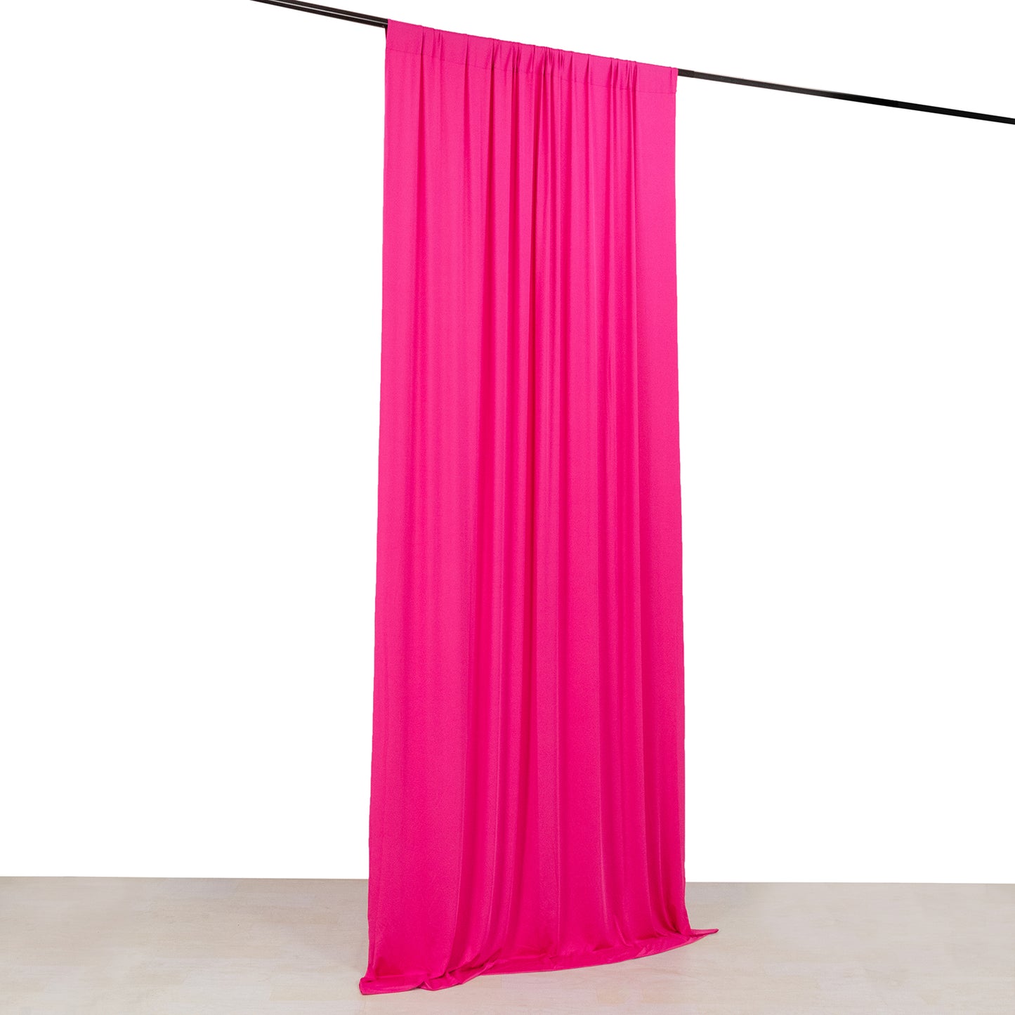 Fuchsia 4-way stretch spandex event curtain drapes, wrinkle-free backdrop.